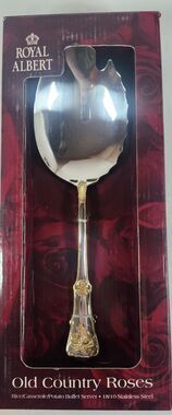 Royal Albert Old Country Roses Rice Casserole Potato Buffet Serving Spoon NIB
